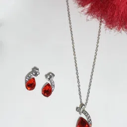 Niscka Rhodium-Plated American Diamond Studded Jewellery Set-picture-42