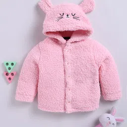 Moms Love Infant Girls Sherpa Finish Pure Cotton Hooded Tailored Jacket-image-79