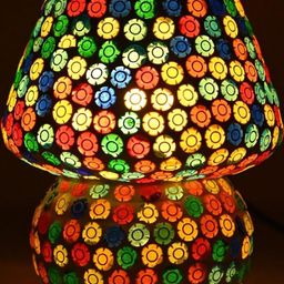 SOMIL Multicoloured Printed Glass Table Lamp-image-89