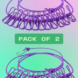 KHANJAN FASHION Pack of 2 Cloth Line with 12 Metal Clips-picture-20