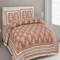 Myntra Elegant Homes Brown Printed Pure Cotton 180TC King Bedsheet Sets 2.74 m x 2.54 m-image-32