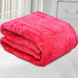 Doristyle Pink 300 GSM SOLID MINK Double Bed Blanket-picture-2