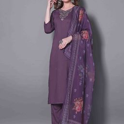 HERE&NOW Women Ethnic Motifs Embroidered Thread Work Kurta with Trousers With Dupatta-image-19