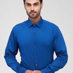 Raymond Men Spread Collar Solid Formal Shirt-image-83