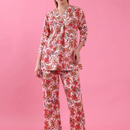 SHEETAL Associates Floral Printed Top With Trousers Co-Ords-19
