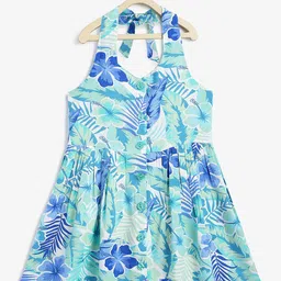 Campana Floral Print Halter Neck Fit & Flare Dress-image-59