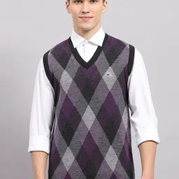 Monte Carlo Men Checked Woollen Sweater Vest-image-21