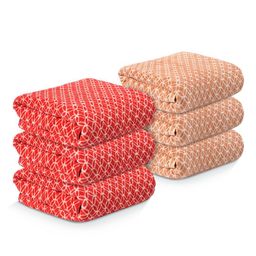 Kuber Industries Red & Brown 6 Pcs Printed 280 GSM Ultra Absorbent Soft Hand Towels-67