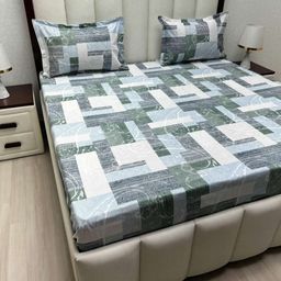 PureMajestic White & Grey Pure Cotton 220 TC King Bedsheet Set 2.74m x 2.74m-image-43