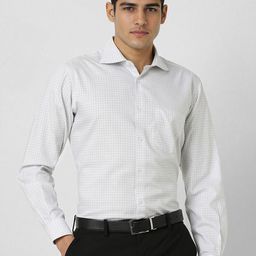 Van Heusen Men Regular Fit Grid Tattersall Checked Formal Shirt-image-8