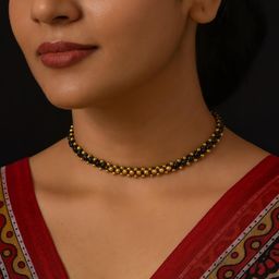 NINAMAAYRA Gold-Plated Artificial Stones & Beads Mani Mala Thushi Mangalsutra-image-79