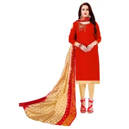 HERE&NOW Floral Embroidered Beads And Stones Unstitched Dress Material-image-5