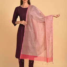 JAYPORE Checked Cotton Silk Dupatta-picture-4