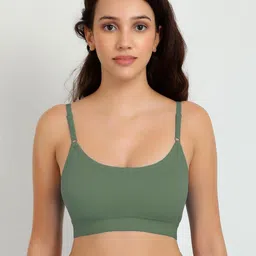 Women Cotton Green Non Padded Non-Wired Lingerie Bra Sport wear Gym Crop Tank Top-picture-57