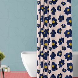 ArtzFolio Pink & Blue Floral Printed Waterproof Shower Curtain-image-14