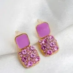 Neze American Diamond Studded Square Drop Earrings-54