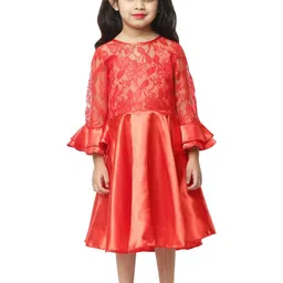Shahina Fashion Baby Girls Satin Knee Length Dress-picture-43