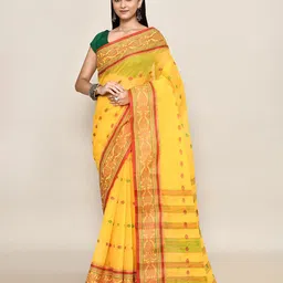 PUKU Ethnic Motifs Woven Design Pure Cotton Taant Saree-picture-25