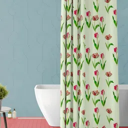 ArtzFolio Green & Pink Printed Waterproof Shower Curtain-image-87