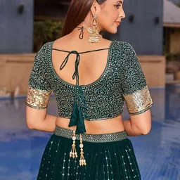 DIVASTRI Embroidered Sequinned Semi-Stitched Lehenga & Unstitched Blouse With Dupatta image 5