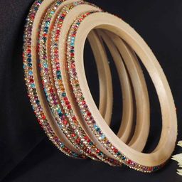 ZULKA Set Of 4 Zircon Diamond -Studded Kada Bangles-image-93