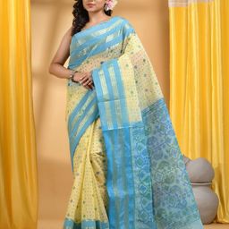 TANTLOOM Ethnic Motifs Jamdani Saree-image-33