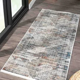 OBSESSIONS Cream-Colored & Blue Abstract Printed Bedside Runner-5