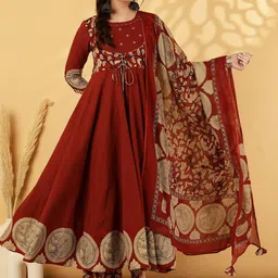 GULMOHAR JAIPUR Floral Printed Anarkali Kurta With Palazzos & Dupatta-picture-43