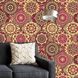 ArtzFolio Printed UV-Resistant Anti-Bacterial Vintage Arabic Indian Motifs Peel & Stick Wallpaper-image-58
