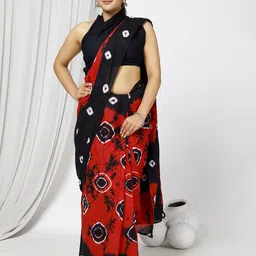 JAIPURI PRINT Tie and Dye Pure Cotton Bagru Saree-5