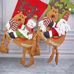 Little Surprise Box LLP Set Of 2 Red & Green Knot Leg Christmas Stockings-picture-17