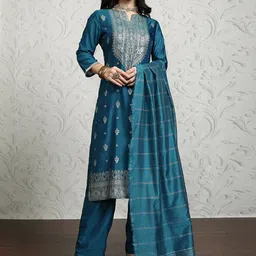 Vishudh Women Ethnic Motifs Printed Regular Kurta with Trousers & With Dupatta-4