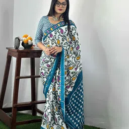 HERE&NOW Ethnic Motifs Pure Cotton Bagru Saree-12