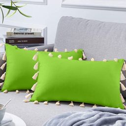Cottonfry Green & White 2 Pieces Pure Silk Square Cushion Covers-picture-15