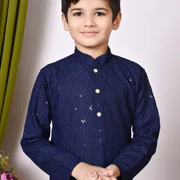 Cae Boys Embroidered Regular Sequinned Kurta with Pyjamas image 3