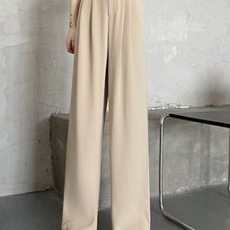 miss mosa by akanksha Alamode By Akanksha Women Beige Riley Wide Leg High Waist Pants-picture-7