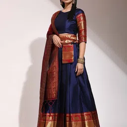 Payu Semi-Stitched Lehenga & Unstitched Blouse With Dupatta image 2