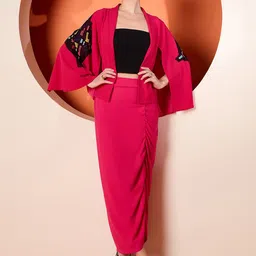 Antheaa Top & Skirt With Jacket-43