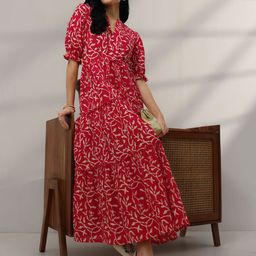 Libas Women Puff Sleeve Fit & Flare Maxi Dress-picture-38