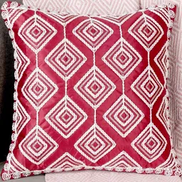 MONKDECOR Maroon Embellished Satin Square Cushion Covers-image-28