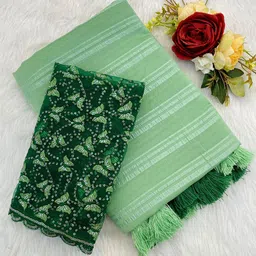 K 5 Fashion Woven Design Embroidered Pure Chiffon Saree-picture-18