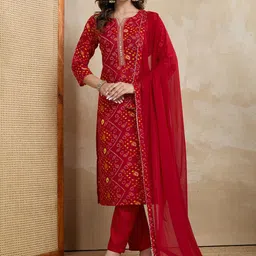 DIVASTRI Women Ethnic Motifs Printed Cotton Kurta with Pyjama & Dupatta-image-23