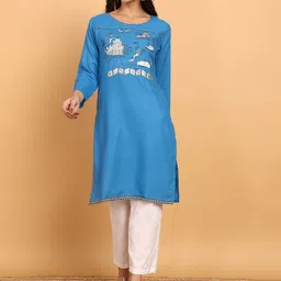 VAHSON Women Ethnic Motifs Embroidered Thread Work Quirky Kurta-image-44