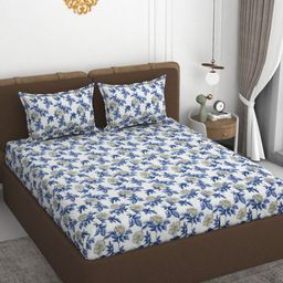 VOMZER Blue 210 TC Queen Bedsheet with 2 Pillow Covers-image-127