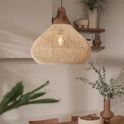 Claymango Brown Textured Abstract Shaped Hanging Pendant Wooden Ceiling Lamp-56