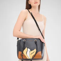 Caprese Structured Satchel with Applique image 3