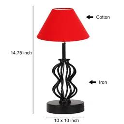 Devansh Red & Black Solid Table Lamp With Shade image 3