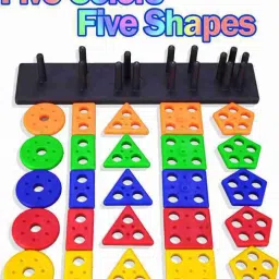 ebbstone Geometric Blocks Stacker Shape Sorter Column Puzzle Stacking Set for Kids image 3
