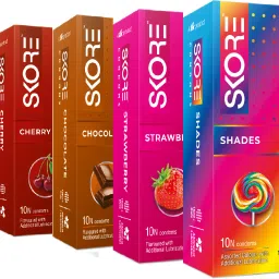 Dotted Banana,Cherry,Chocolate,Shades,Strawberry Condom-Combo of 5(50 Sheets) Condom-25