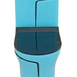 lurexa C012 Premium T Blue commode with Black Finishing Line and Round Flush Button Western Commode image 2